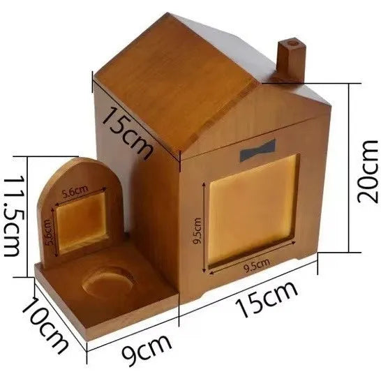 Solid wood pet urn cabin casket in brown or dark brown for pet ashes memorial