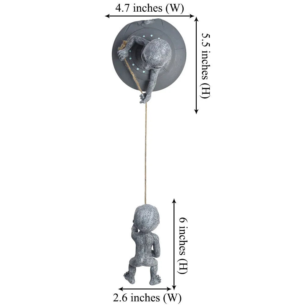 Grey resin alien tree pendant courtyard decoration with carved details, shown from the front.