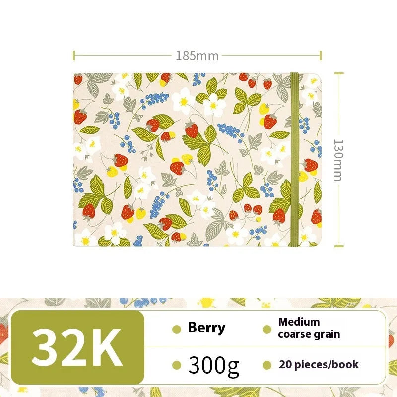 Feiluniao handmade fabric watercolour notebook with cotton paper, 185mm long, shown in a cover design option.