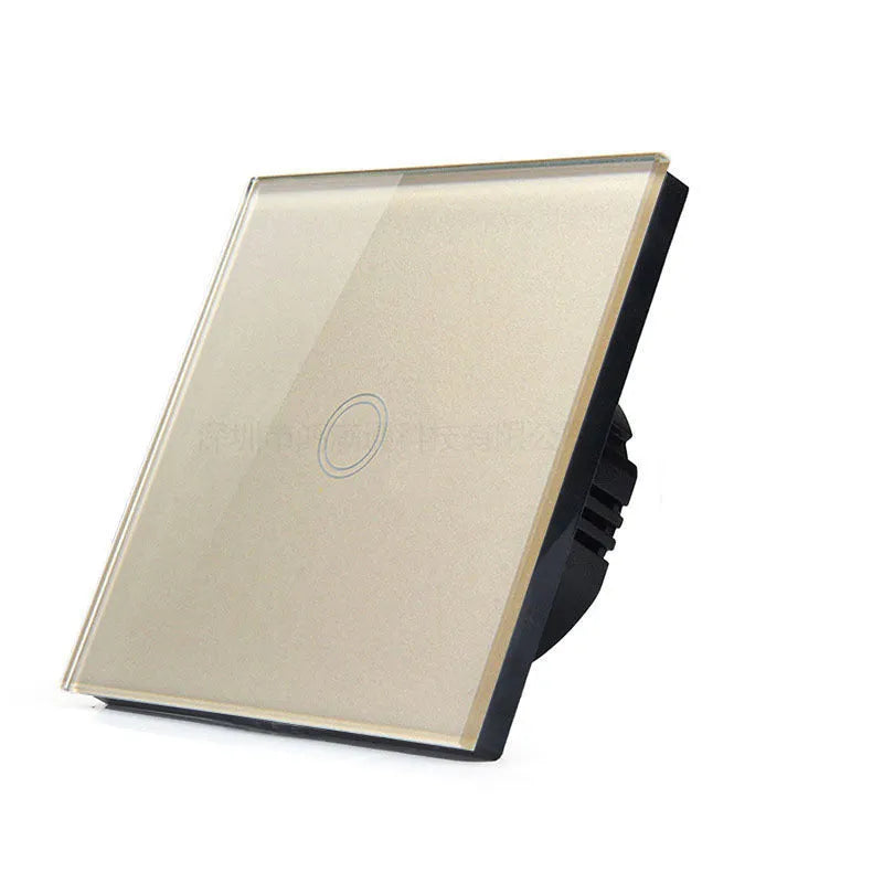 86mm tempered glass touch light switch in black, golden, or white colour options