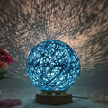 LED rattan table lamp with USB cable and remote control in choice of eight colours