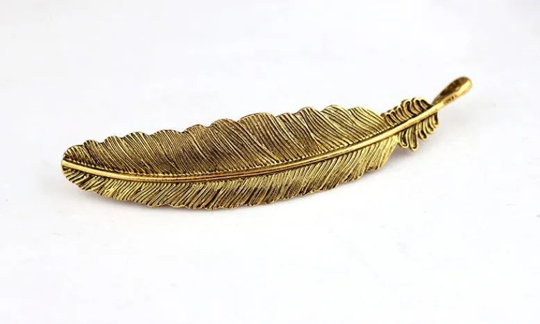 Boho metal leaf hair clip barrette in Ancient Gold, Golden or Silvery