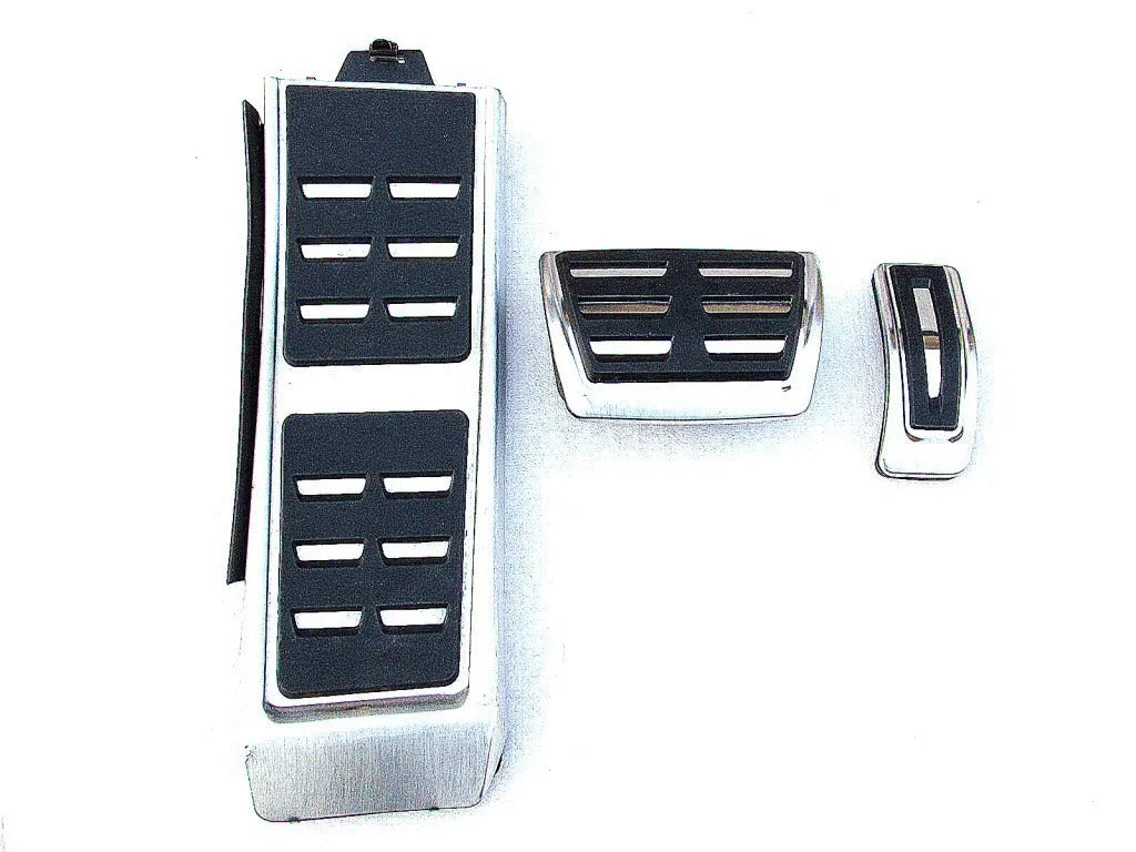 Stainless steel foot rest pedal for Porsche Macan in black.
