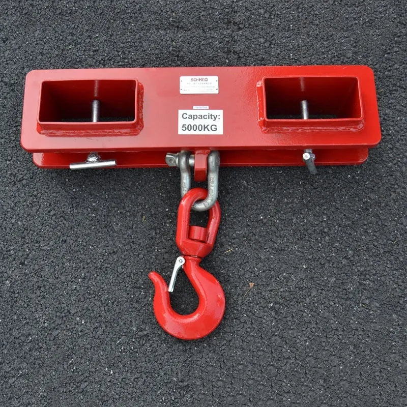 Rotatable drum crane hook with safety lock for forklift attachment, 25 tonne capacity