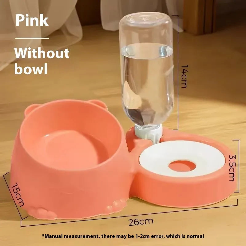 Haze blue automatic cat water fountain with ceramic bowl and plastic base.
