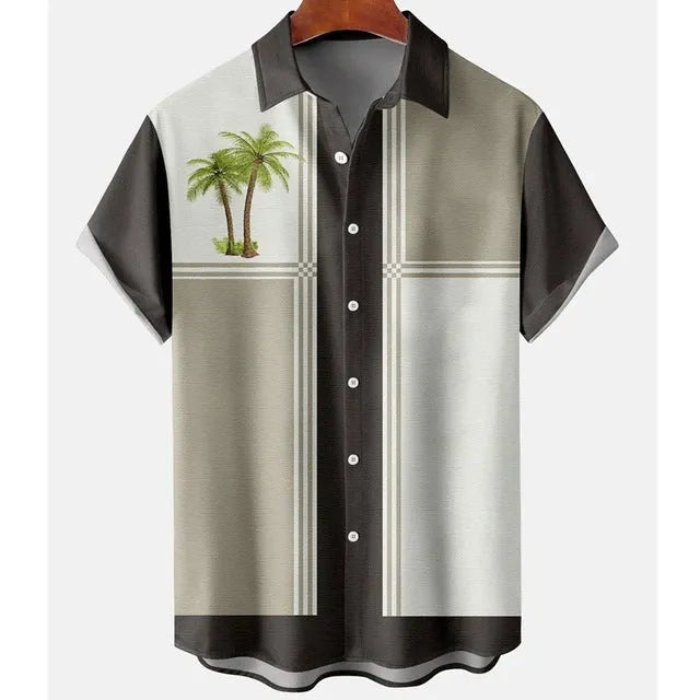 Men's slim fit floral print beach shirt in polyester with 3D digital printing detail