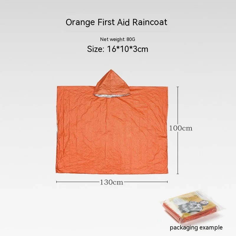 Orange portable disaster relief roof tent with emergency blanket, dimensions 240cm by 150cm
