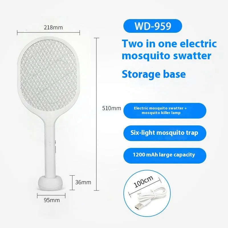 Rechargeable electric mosquito swatter in 959 or 996 colour with ABS plastic shell