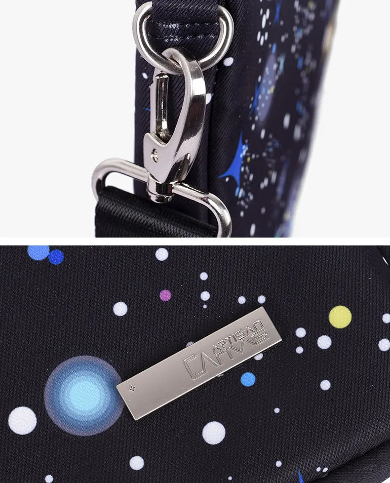 Black waterproof polyester laptop liner bag with 13 inch laptop inside, showing 352mm length and slim profile