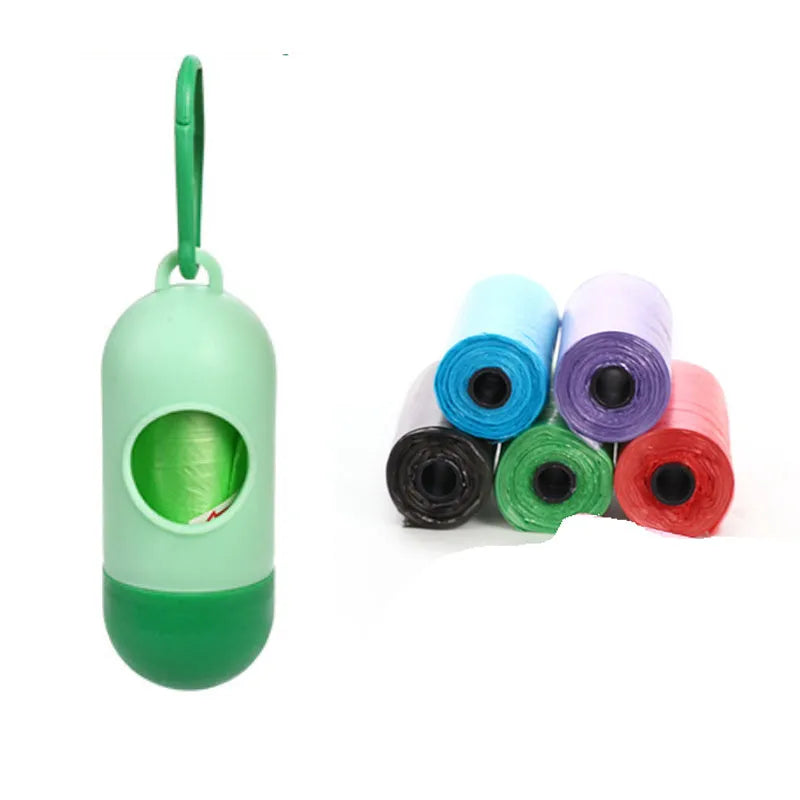 Coloured rolls of dog waste bags showing various colour options with 22.5x30cm dimensions