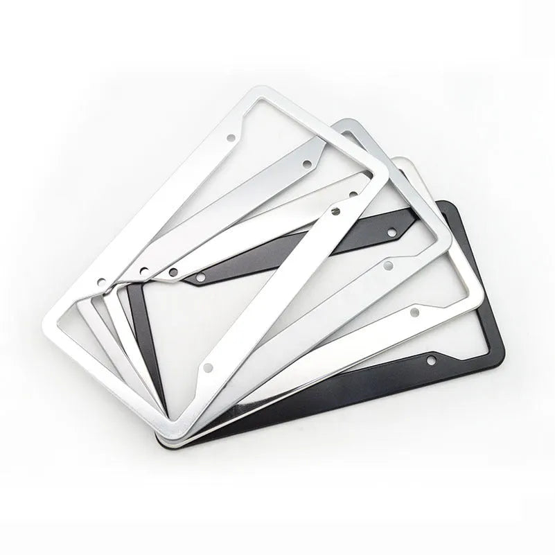 Aluminium alloy car number plate frame in black, grey, silver, and stainless steel finishes