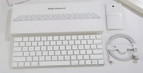 White Apple Bluetooth G6 wireless keyboard with ultra-thin metal case and multimedia function keys