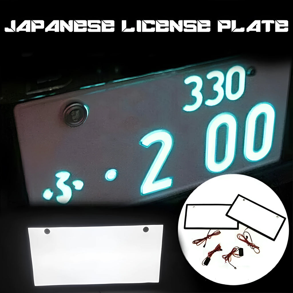 Two white LED truck licence plate lights with flat thin plastic housings and visible LED lamp bars.