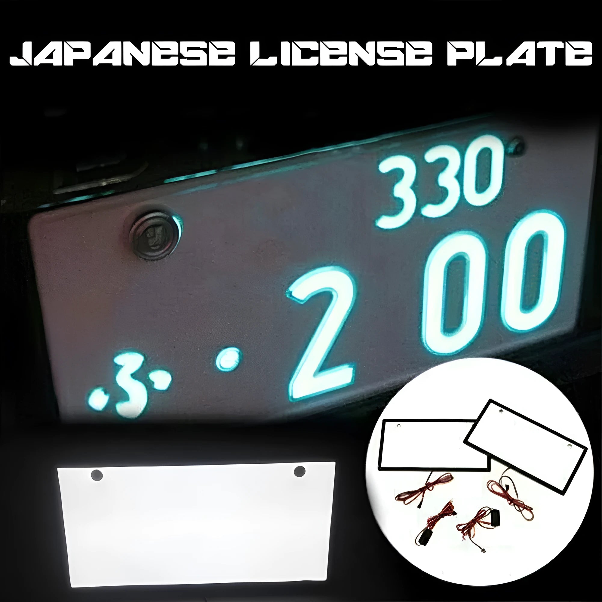 Two white LED truck licence plate lights with flat thin plastic housings and visible LED lamp bars.