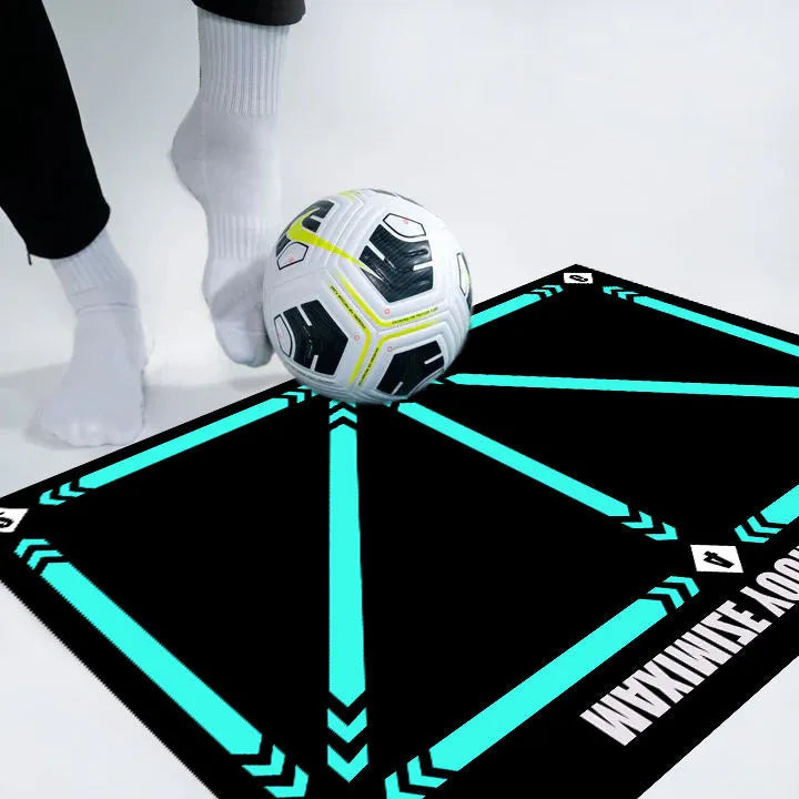 Rubber football training mat for indoor skill practice and lifting drills