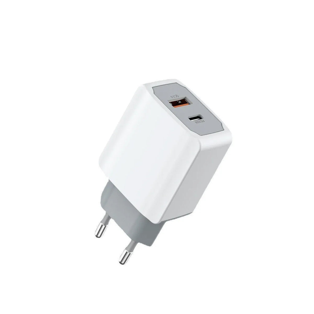 White European standard phone fast charger and USB cable set with fireproof ABS PC construction