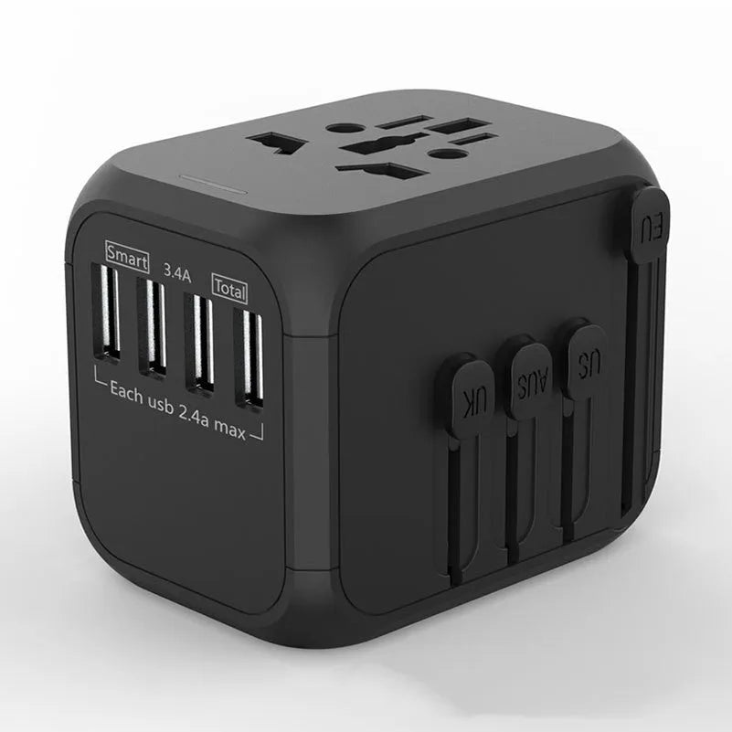 Black 6-hole 5A 100-250V PC conversion plug with phosphor copper conductors, 56.5x67x52mm