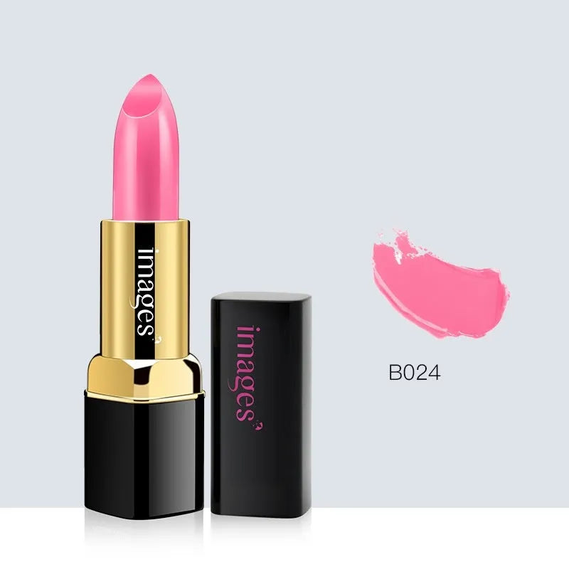 Moisturising lip gloss lipstick bullet in ten colours including red, pink, orange and purple.