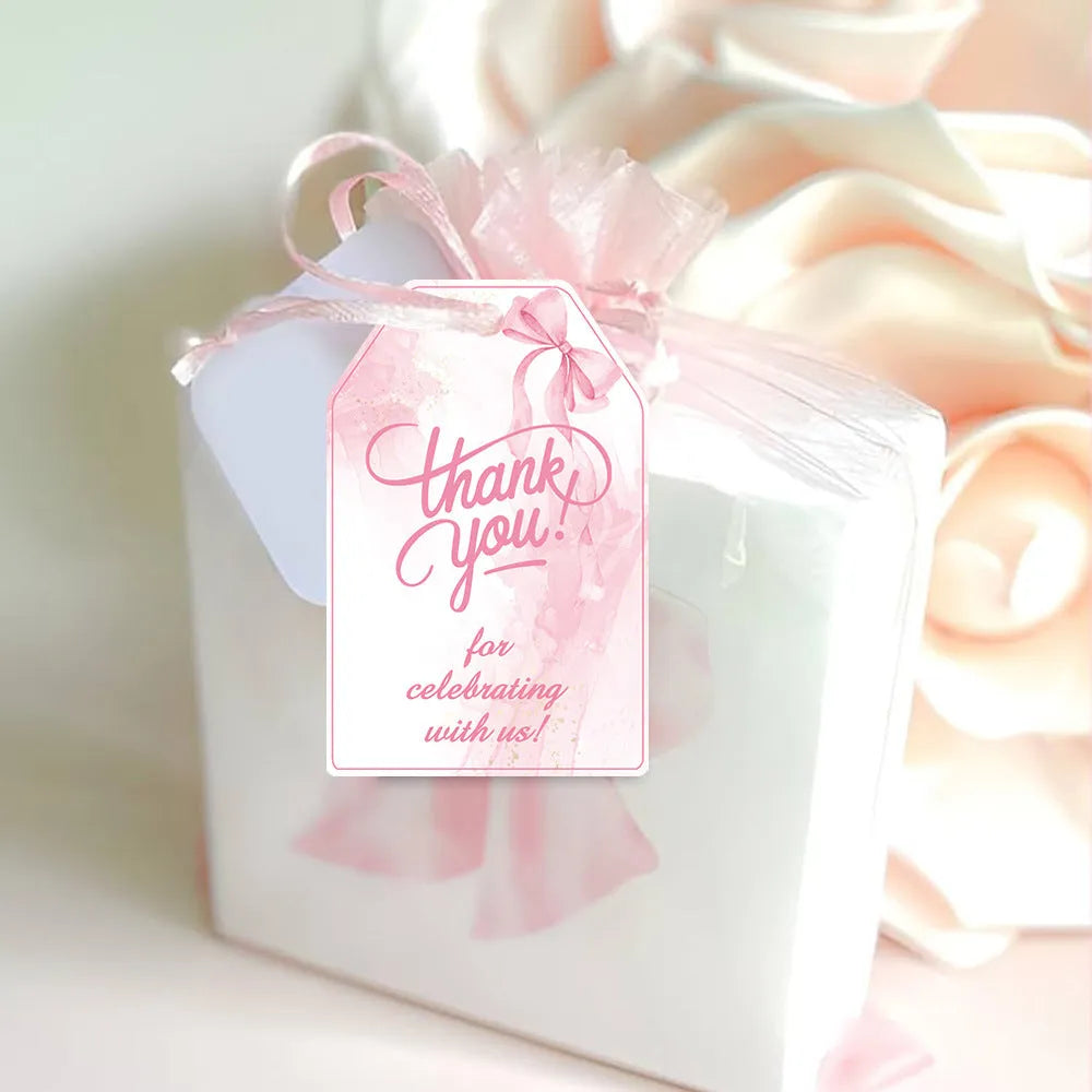 Birthday party bowknot gift tags with natural hemp rope in three distinct styles