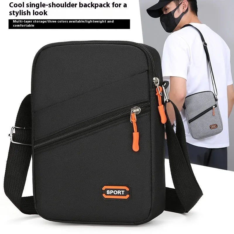Solid colour crossbody commuter bag in Oxford cloth with ultra-light design and polyester lining