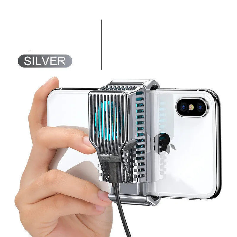 Black mobile phone radiator with adjustable clip for 4-7 inch smartphones showing aluminium heatsink