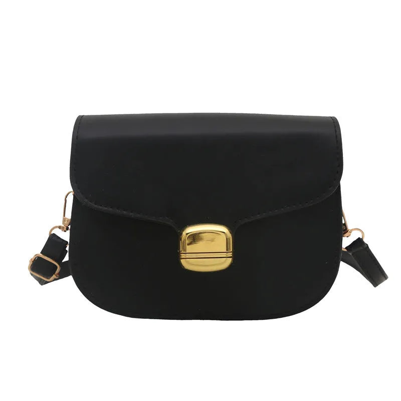 Simple PU leather women's handbag in khaki with internal zipper pocket and phone compartment.