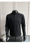 Men's loose-fit polo shirt with an asymmetric patchwork stand-up collar in heather grey