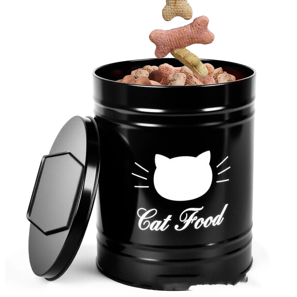 Black and white round iron storage cans with moisture-proof design for kitchen