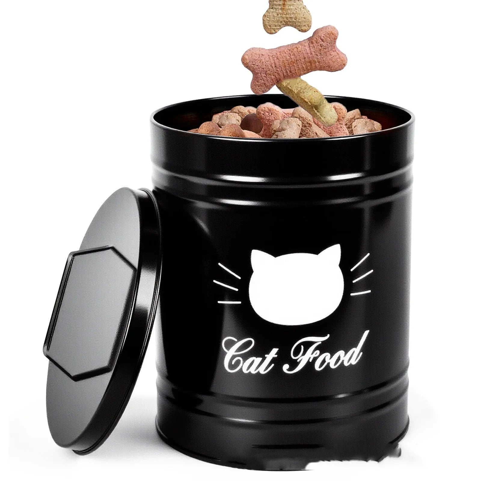 Black and white round iron storage cans with moisture-proof design for kitchen
