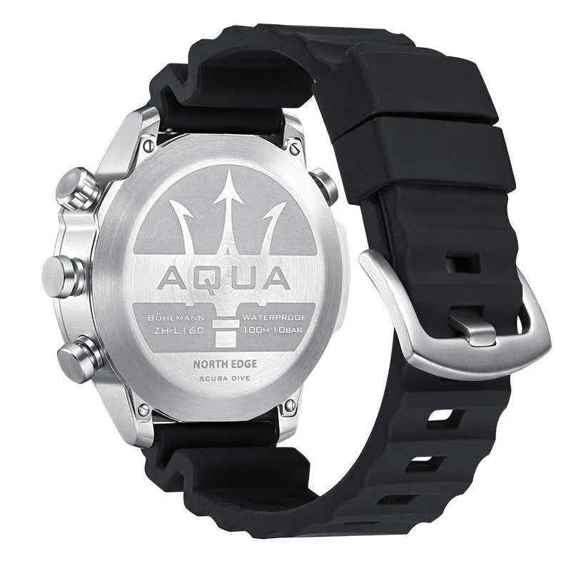Outdoor sports smart watch with black dial and adjustable wrist strap showing 48mm case and 1.46 inch screen