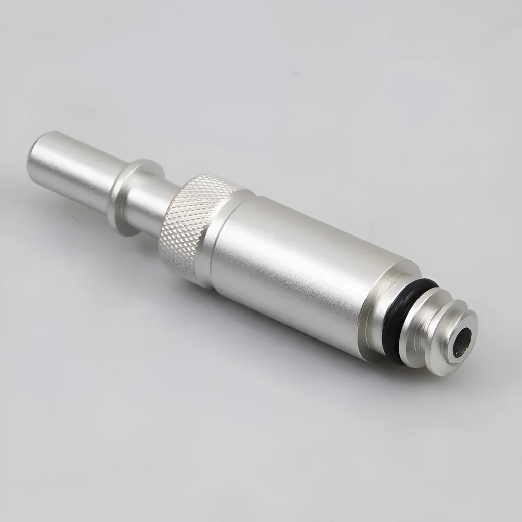 Silver metal transmission refueling joint for VAS6262-9 adapter, weighing 500g.