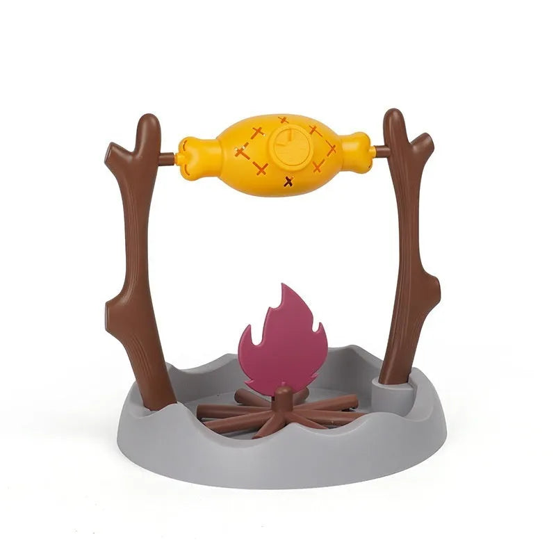 Barbecue-themed tumbling cat food feeder toy with leakage mechanism for freeze-dried treats