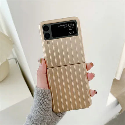 Ultra-thin solid colour flip phone case for Samsung Z Flip3 in black, shown open.