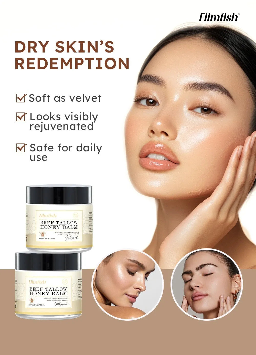 60ml honey moisturising body cream with rejuvenating properties