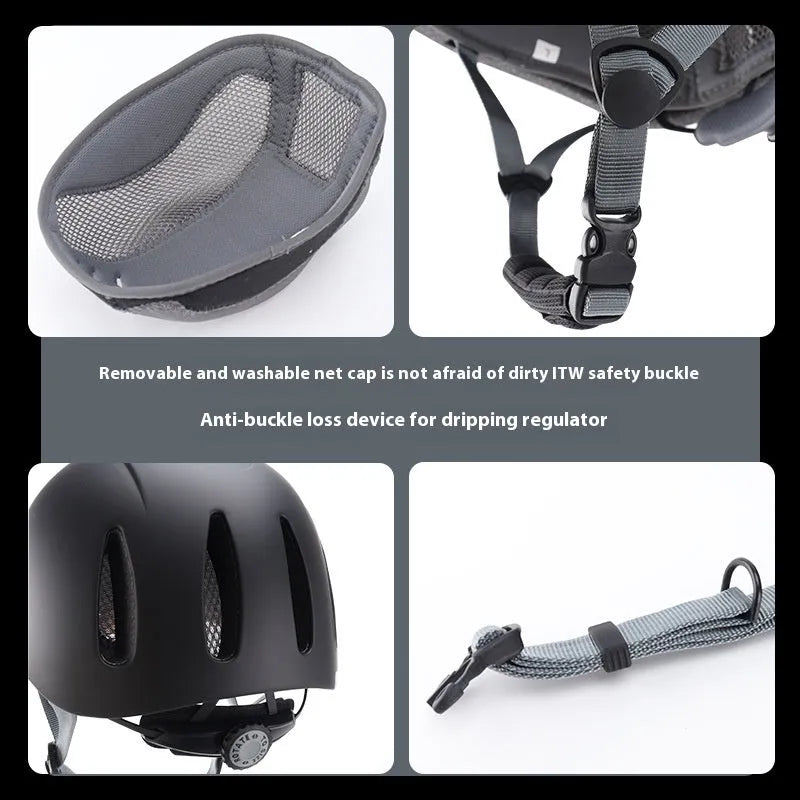 Breathable unisex riding helmet in carbon floral black, PC integrated moulding, equestrian protection helmet for adults and children