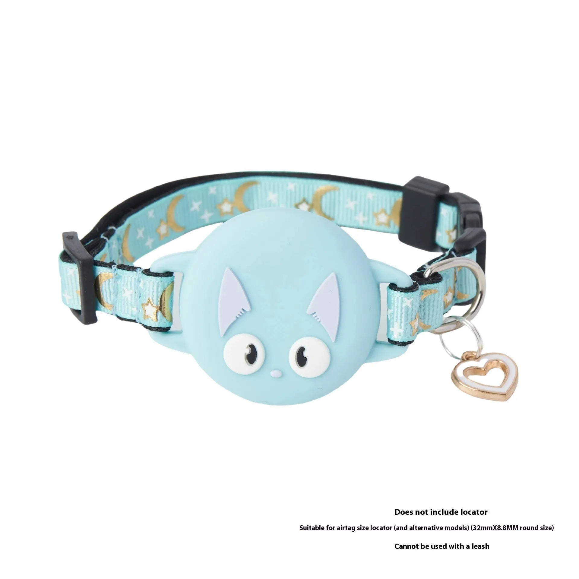 Adjustable cat collar with integrated plastic case for holding a white Apple AirTag, shown in pink.