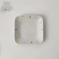 Set of dot pattern ceramic plates in Japanese style irregular shape 7.25 inches porcelain with underglaze colour