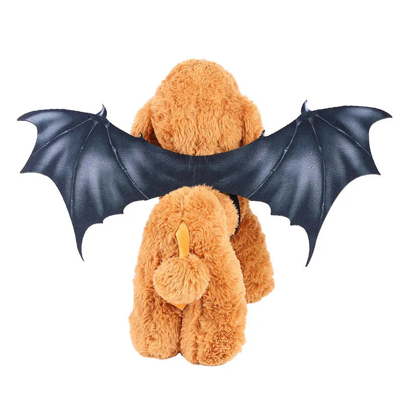 Black cloth bat wings Halloween costume accessory for dogs and cats in three sizes