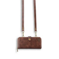 Detachable leather wallet flip case for Apple iPhone and Samsung Galaxy phones in black, blue, brown, and red.