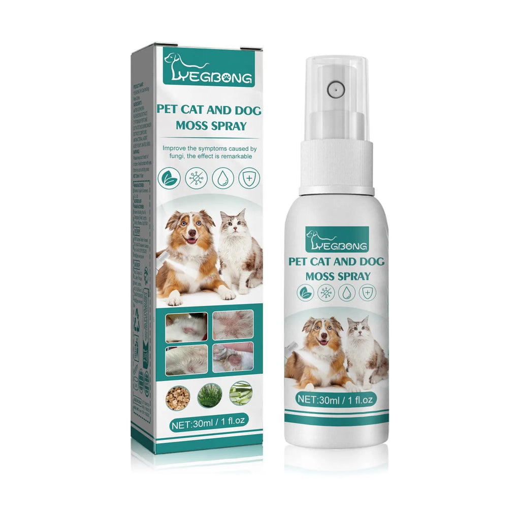 30ml pet moss spray bottle with botanical extracts for cat and dog mite removal and anti-itch care