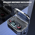 Black X10 wireless Bluetooth headset with charging case, showing earpieces.