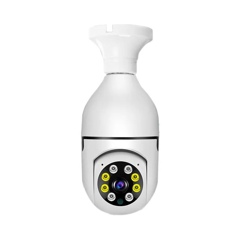 Wireless bulb security camera with full colour night vision and 1080p HD capture in plastic and metal housing