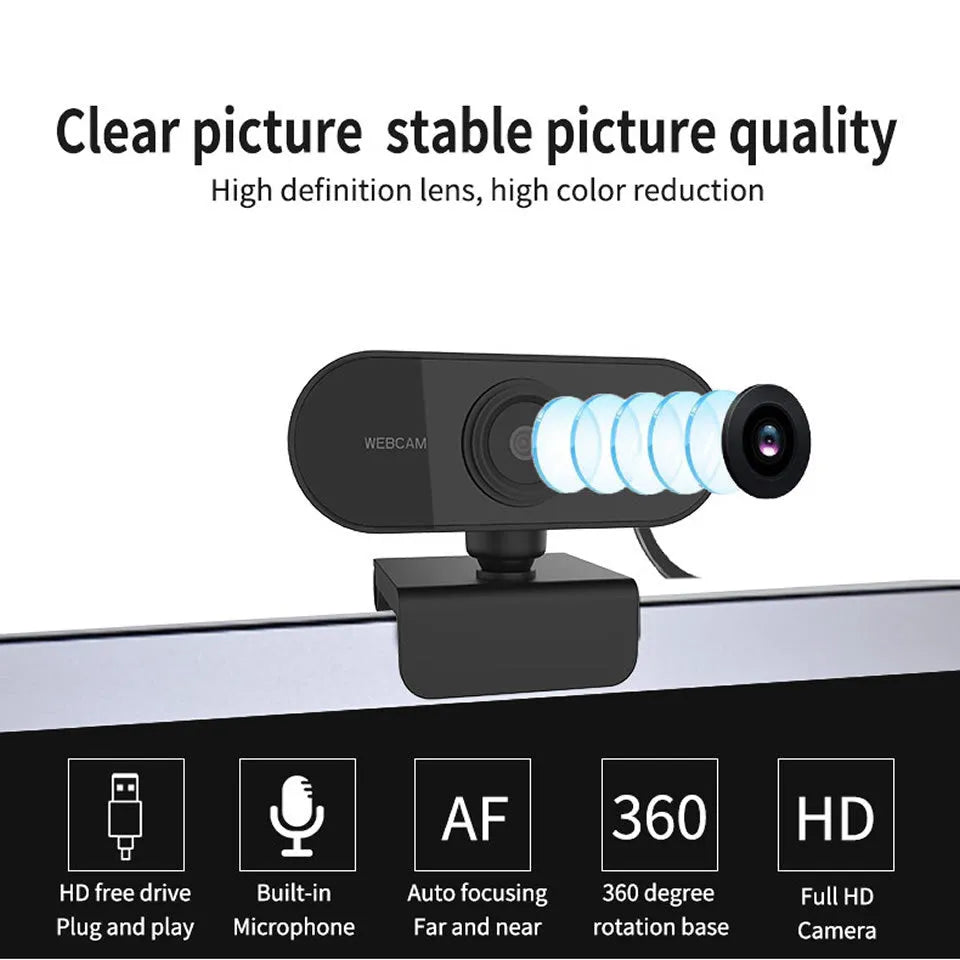 1080P rotatable webcam with built-in microphone, 70x50.7x44mm, black, USB 2.0 connection