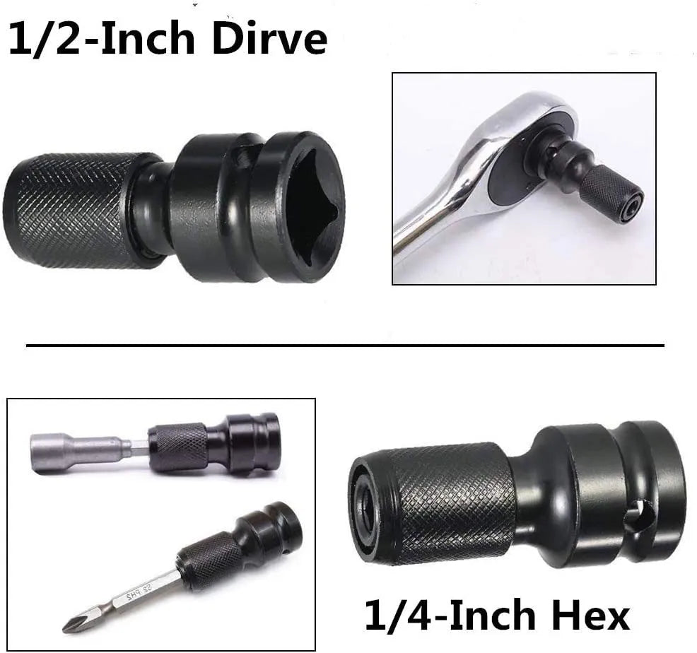Scaling bit holder with telescopic sleeve for electric wrench square to hexagonal handle conversion