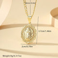 Copper electroplated Virgin Mary pendant necklace on adjustable chain, retro religious design