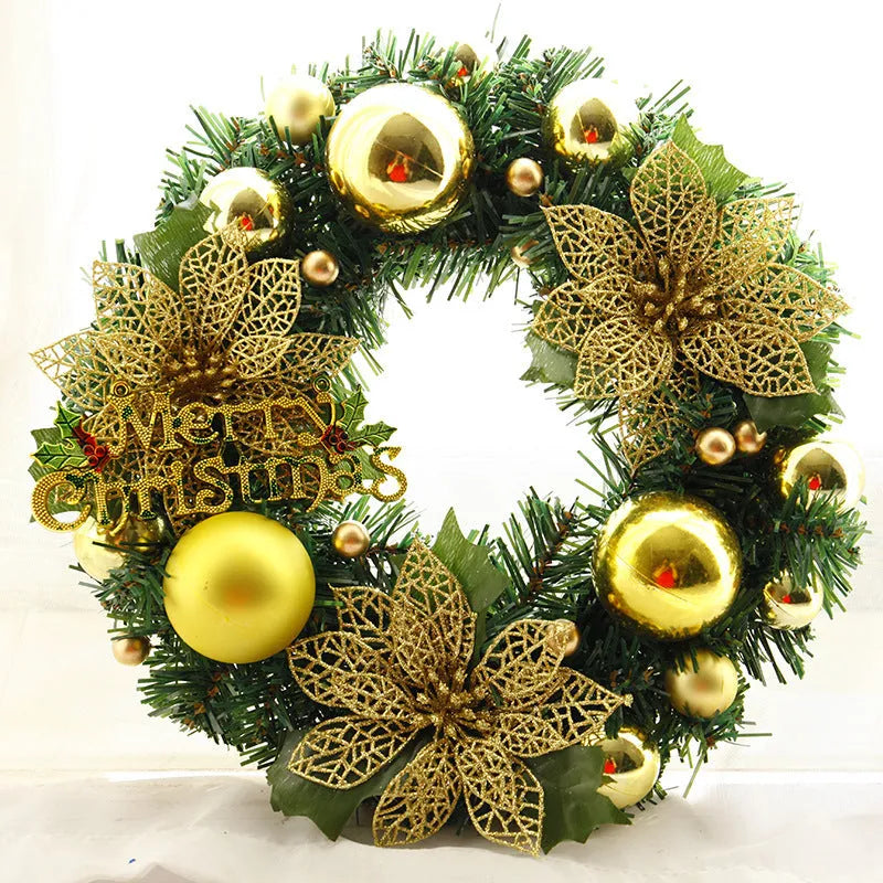 30cm multicoloured plastic Christmas wreath for door and garden decoration