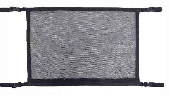 Black multifunctional hanging car storage bag double-layer mesh on car top interior with drawstring option