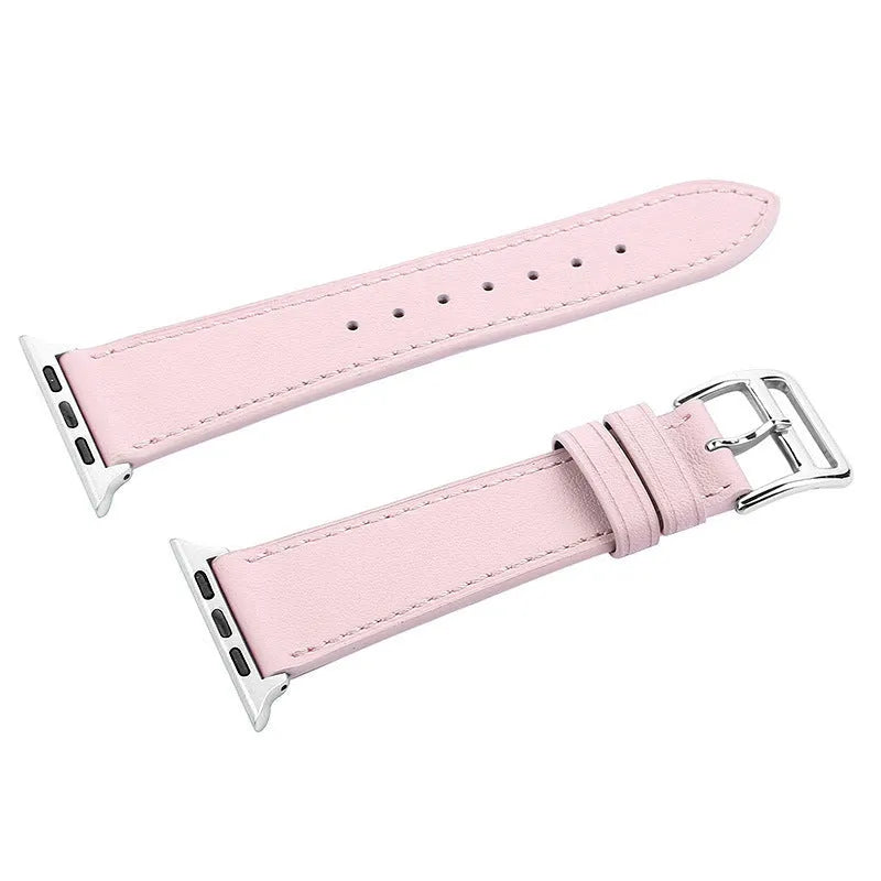 Pink cowhide leather smart watch strap for Apple Watch 1-4, 38mm or 42mm size option, lightweight about 15g