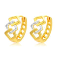 Gold geometric hollow-out earrings with electroplated finish and colour separation ear clip