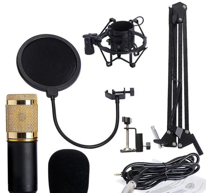 BM800 capacitance microphone set with cantilever bracket spray net metal shock mount white for computer recording